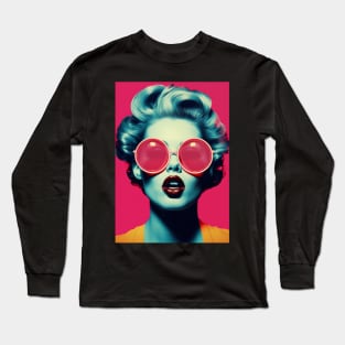 Pop Art Vintage Female Face Long Sleeve T-Shirt